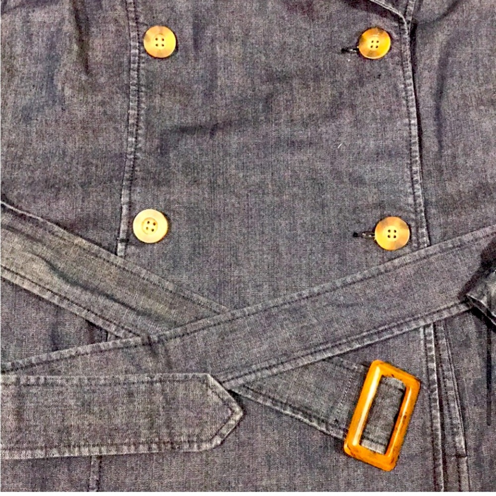 Charter Club NEW Denim Double Breasted Trench Coat - Picture 5 of 6